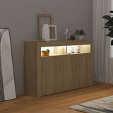804340 Sideboard with LED Lights Sonoma Oak 115,5x30x75 cm