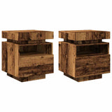 ZNTS Bedside Cabinets with LED Lights 2 pcs Old Wood 40x39x48.5 cm 857659