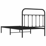 Bed Frame Black Powder-Coated Steel Single Bed Frame 352572