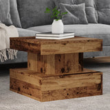 ZNTS Coffee Table with LED Lights Old Wood 50x50x40 cm 857712