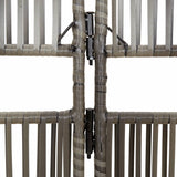 Room Divider 6 Panels Grey Poly Rattan 365402
