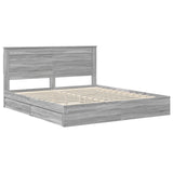 Storage Bed Grey Sonoma 200 x 200 cm Engineered Wood 3410223