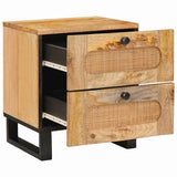 Bedside Cabinet 2 pcs Natural 40 x 33 x 46 cm Solid Mango Wood 4018043