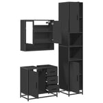 ZNTS 3 Piece Bathroom Furniture Set Black Engineered Wood 3301105