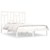 Bed Frame White Solid Pine Wood Double Modern Bed Frame 3104524
