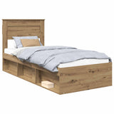 Bed Frame Artisian Oak 100 x 200 cm Solid Pine Wood 3409798