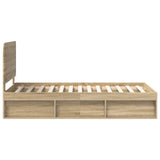 Bed Frame with Headboard Sonoma 90 x 190 cm Solid Pine Wood 3412544