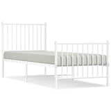 Metal Bed Frame without Mattress with Footboard White 80x200cm 350940