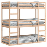 Triple Bunk Bed without Mattress 75x190 cm Small Single Solid Wood Pine 3284260