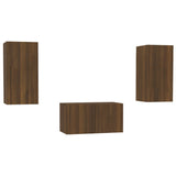 3 Piece TV Cabinet Set Brown Oak Engineered Wood 3120232