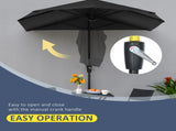 2m Half Parasol Market Umbrella Garden Balcony Parasol with Crank Handle, Base, Double-Sided Canopy, T3398P323832