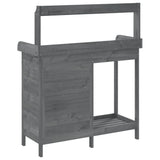 Potting Table with Cabinet Grey 110.5x45x124.5 cm Solid Wood Fir 156345