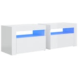 ZNTS Bedside Cabinets 2 pcs with LEDs High Gloss White 60x35x40 cm 3080740