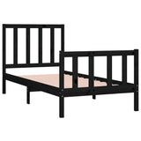 Bed Frame without Mattress Black 75x190 cm Small Single Solid Wood 3105189