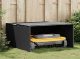 Robot Mower Garage Black 86x90x52/57 cm Poly Rattan 365404