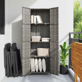 Garden Storage Cabinet Grey 59x40x180 cm Poly Rattan 319873