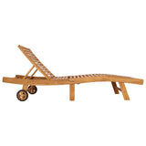 Sun Lounger Brown Solid Teak Wood 42032681