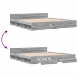 Bed Frame with Drawers without Mattress Grey Sonoma 180x200 cm Super King 3280732