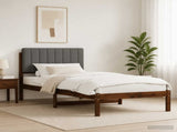 Bed Frame with Upholstered Headboard Dark Brown and Light Grey 904196