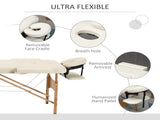 Portable Massage Bed, Folding Spa Beauty Massage Table with 2 Sections, Carry Bag and Wooden Frame, T3398P328084