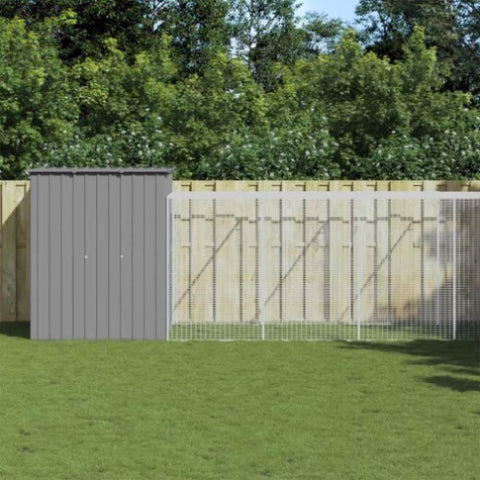 Chicken Cage with Run Light Grey 165x1271x181 cm Galvanised Steel 3189118