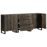 3 Piece Sideboards Black 60x33x75 cm Solid Wood Mango 3309999