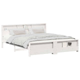 Bed Frame with Headboard White 200 x 200 cm Engineered Wood 3394214