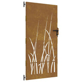 Garden Gate 85x175 cm Corten Steel Grass Design 153224