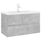 Sink Cabinet with Built-in Basin Concrete Grey Engineered Wood 3071643