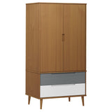 Wardrobe MOLDE Brown 90x55x175 cm Solid Wood Pine 350522