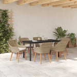 Garden Dining Set with Cushion 7 pcs Beige Poly Rattan 3261702
