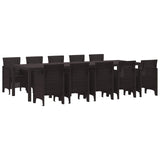 Garden Dining Set with Cushion 11 pcs Brown Rattan 3378757