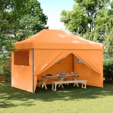 Foldable Party Tent Pop-Up with 4 Sidewalls Orange 4005025