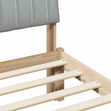 Bed frame Brown and light grey 160 x 200 cm Solid pine wood 878664