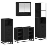 Bathroom Furniture Set 4 pcs Black Oak Engineered Wood 3402338