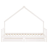 Kids Bed Frame with Drawers White 90x190 cm Solid Wood Pine 834547