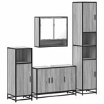 ZNTS 4 Piece Bathroom Furniture Set Grey Sonoma Engineered Wood 3301223