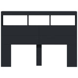Headboard Cabinet Black Engineered wood Bed Headboard Rectangular 839197