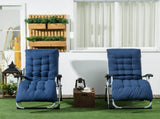 2 Piece Sun Lounger, Reclining Zero Gravity Sun Loungers with Cushions for Outdoor Patio, Blue UK T3398P318625