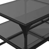 Coffee Table with Black Glass Top 98.5x50x45 cm Steel 846013