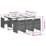 7 Piece Garden Dining Set with Cushions Black Poly Rattan 3210546
