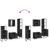 4 Piece Bathroom Cabinet Set Black Engineered Wood 3214770