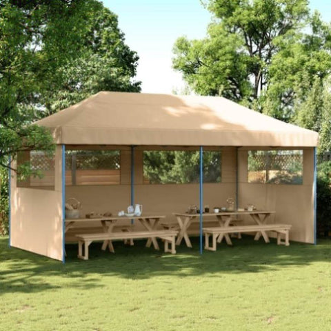 ZNTS Foldable Party Tent Pop-Up with 3 Sidewalls Beige 4004943