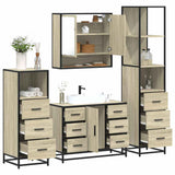 4 Piece Bathroom Furniture Set Sonoma Oak Engineered Wood 3301291