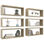 Wall Cube Shelf 6 pcs Sonoma Oak 60x15x23 cm Engineered Wood 807144