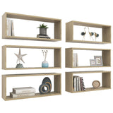 Wall Cube Shelf 6 pcs Sonoma Oak 60x15x23 cm Engineered Wood 807144