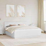 Bed Frame with Headboard White 200 x 200 cm Engineered Wood 3408131