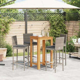 5 Piece Garden Bar Set Grey Solid Wood Acacia and Poly Rattan 3295297