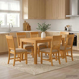 Dining Set 7 pcs Beige Solid Oak Wood 3430369