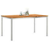 Dining Table 150x90x75 cm Solid Teak Wood and Stainless Steel 42006188